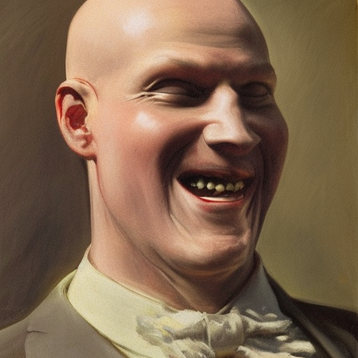 bald, albino man with evil smile by Frederick Remington