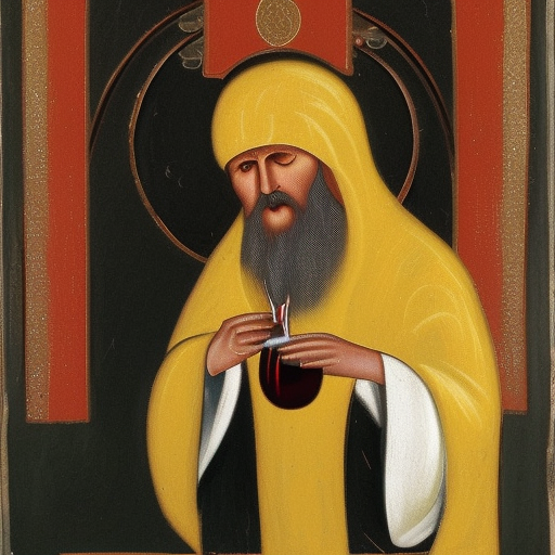 orthodox monk drinking wine