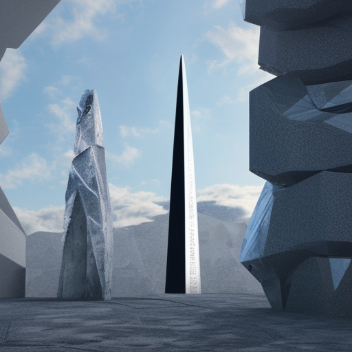 futuristic sci fi exterior crystal jagged textured obelisk structures