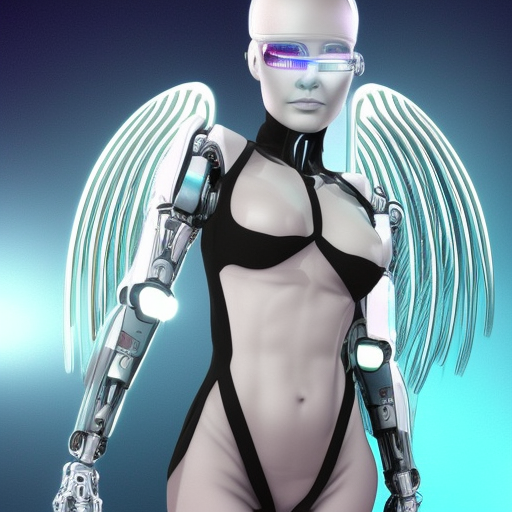 gorgeous futuristic cybernetic angel girl
