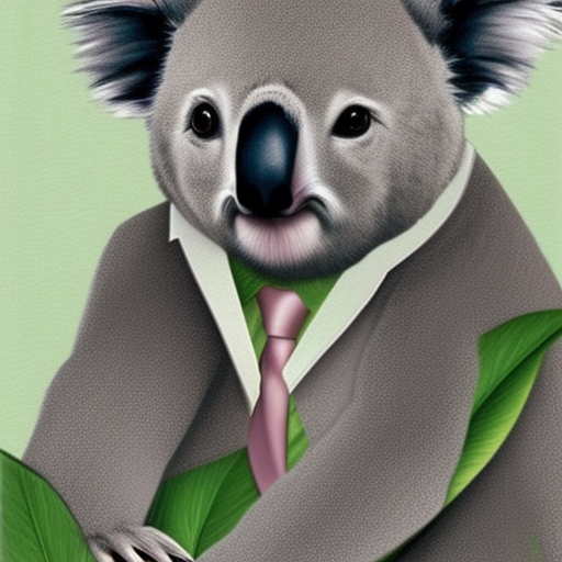 realistic detailed koala dressed in a business suit