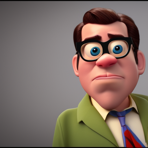 Bill Lumbergh of office space as a pixar disney character from up ( 2 0 0 9 ), unreal engine, octane render, 3 d render, photorealistic