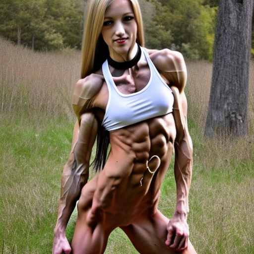 extreme skinny muscular girl! choker!