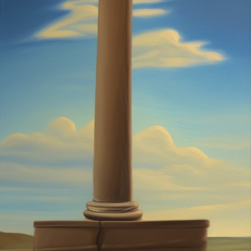 ancient greek column standing alone on a cliff oil painting on canvas