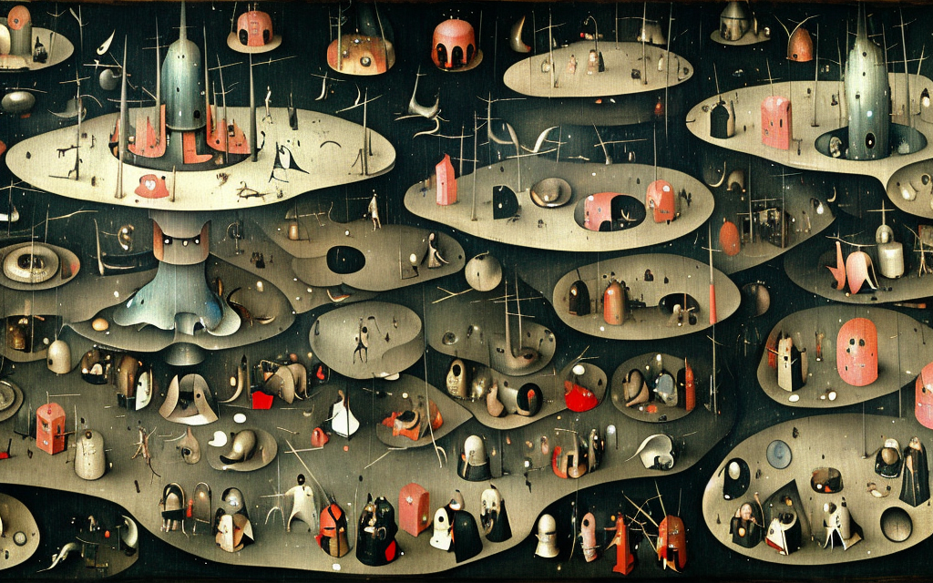 highly detailed Hieronymus Bosch image of a ghost in the shell style city that is on fire