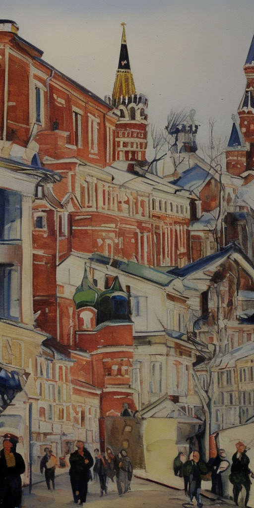 a painting of Russia ruined my hometown with Z propaganda
