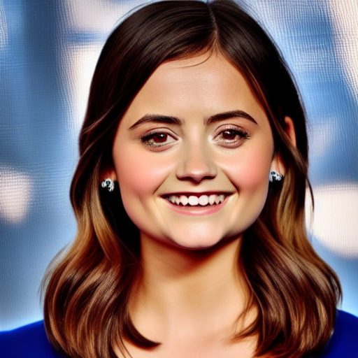 jenna coleman looking cute photo dimples smiling large eyes profile shot beautiful face
