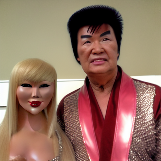 asian elvis and blonde woman