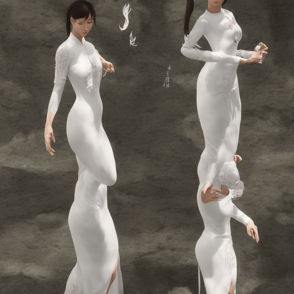 muscular oiled woman wearing white ao dai, ultra realistic, concept art, intricate details, highly detailed, photorealistic, octane render, 8 k, unreal engine.