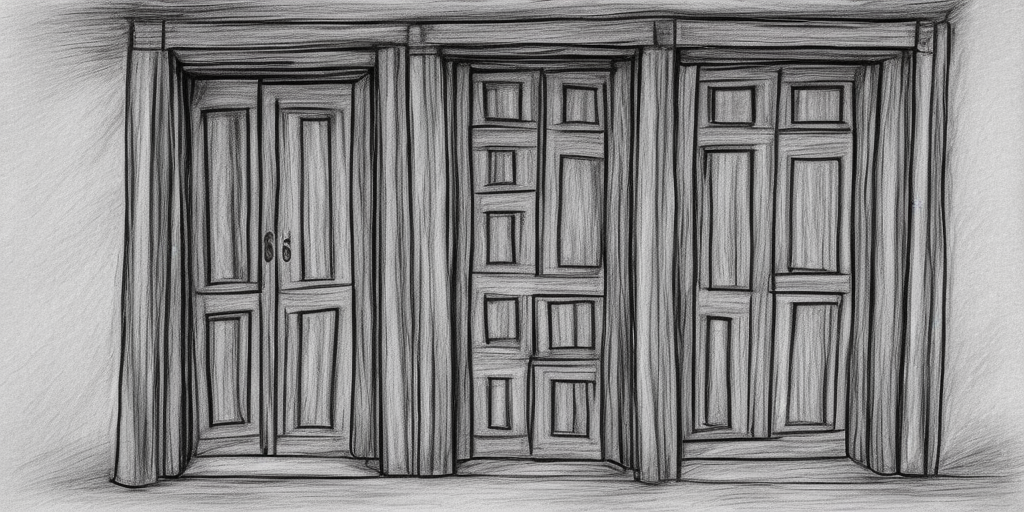 a drawing of an door