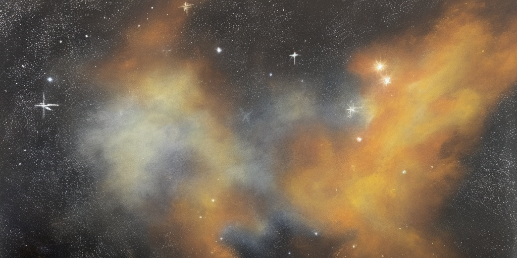 a oil painting of Orion in Gas, Dust, and Stars
