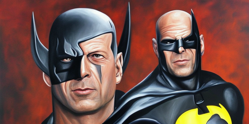 a painting of bruce willis as batman