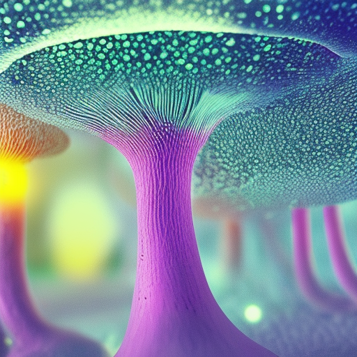A realistic detailed photo of a neon mushroom, neon particles, neon lights, neon mushrooms, alien ground, neon fog, light particles, detailed light, realistic shaders, trending on artisation, detailed textures, detailed, realistic,4k.
