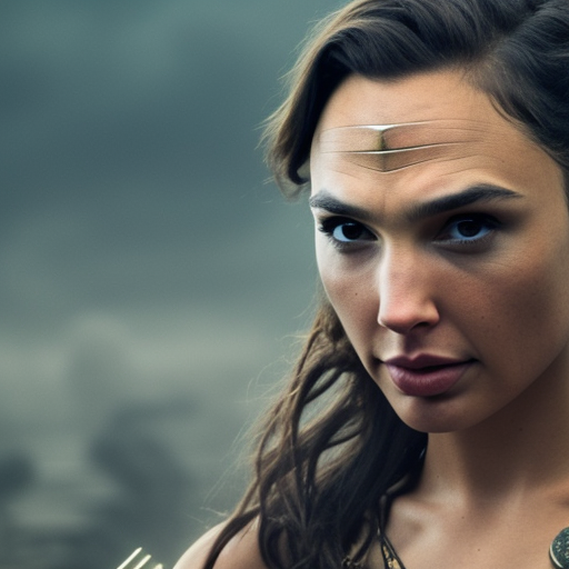 gal gadot as a post - apocalyptic warrior girl ultra-realistic portrait cinematic lighting 80mm lens, 8k, photography bokeh