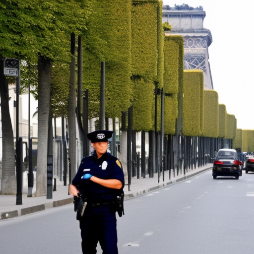 police officer on an empty street in Paris