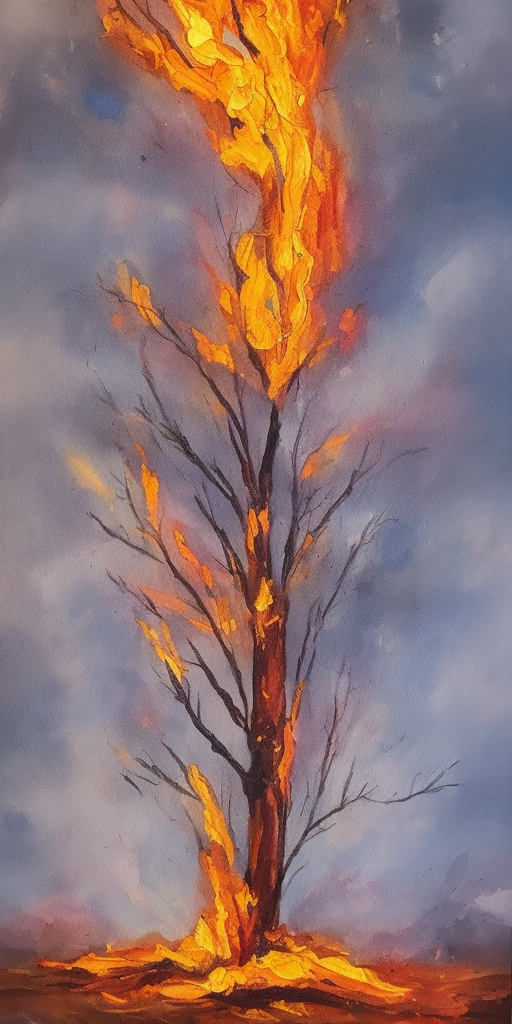 a painting of a Burning Tree