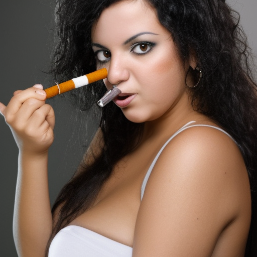 photo of hot curvy spanish clothed latina cuban college girl with black hair smoking weed