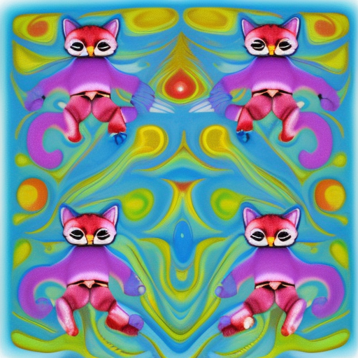 psychedelic kittens playing soccer 