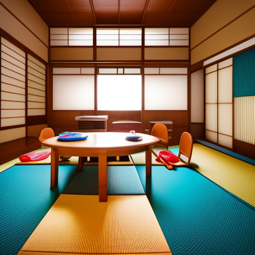 retrofuturism musical studio room filled  children
 inside of japanese home detailed high resolution 8k
