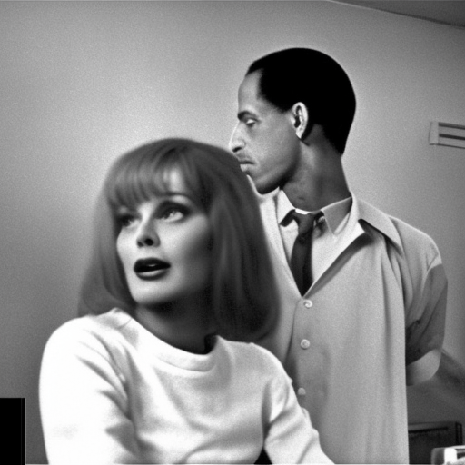 Long shot, bored housewife meets travis Scott in a seedy motel room, 1962 color Fellini film, cheap motel room with dirty walls and old furniture, archival footage, technicolor film, 16mm