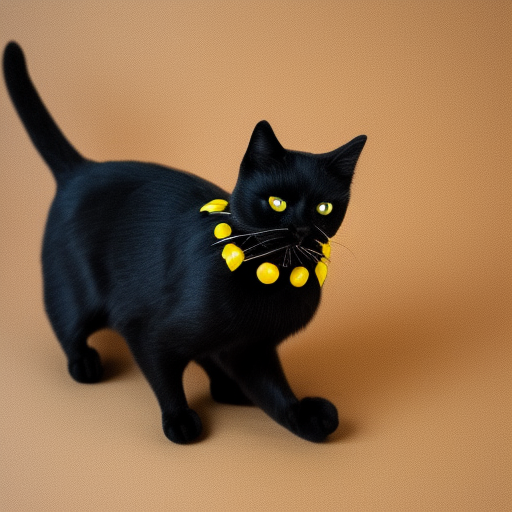 Black cat with yellow eyes, 8k
