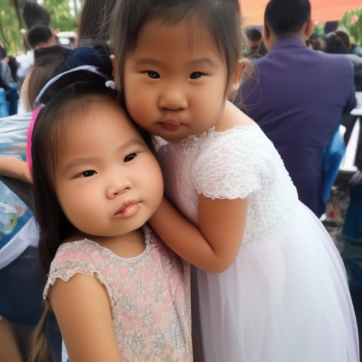 two Little malaysia girl kissing 