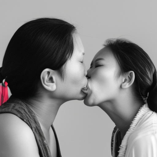 two kampung malay woman kissing 