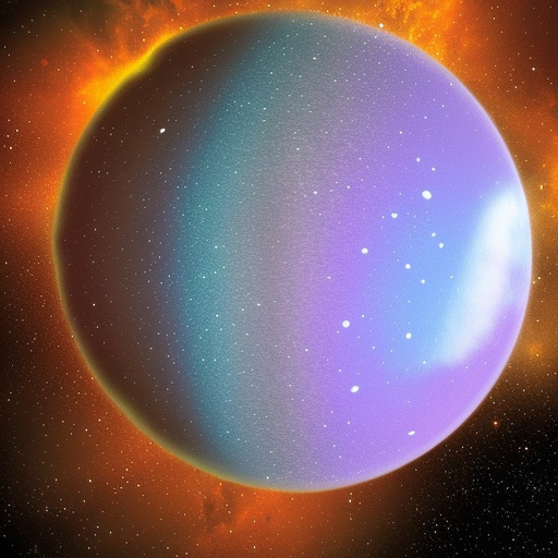 ice ball planet in deep cold space, frozen completely, ice crystals, snow, background has cold colored nebulas