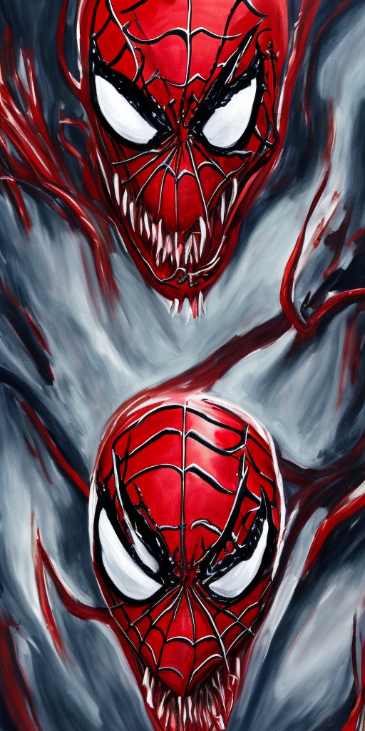 a painting of Carnage Venom Spiderman
