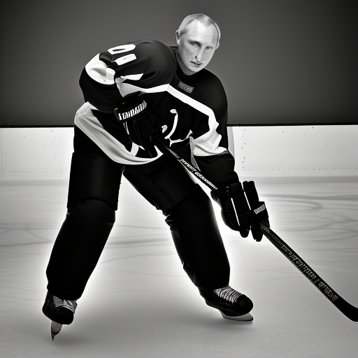 Putin playing ice hockey, studio photography, magazine photography