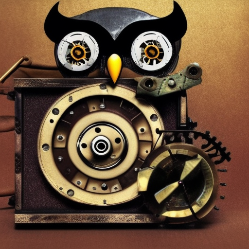 owl and movie reel, steampunk style