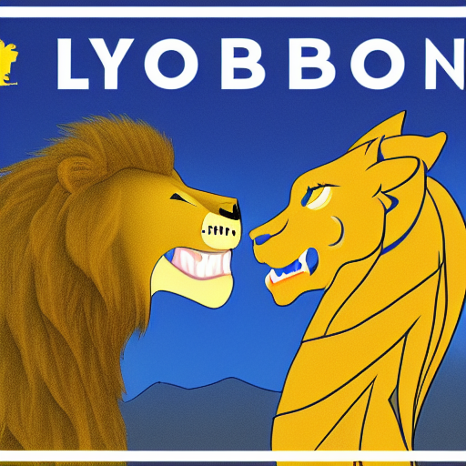 A book cover with a lion and a dragon. The lion is yellow. The dragon is blue. The byline says Boon.