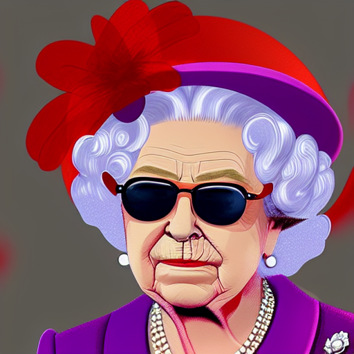 Queen Elizabeth II rocking out on guitar, on stage at Coachella, photorealism