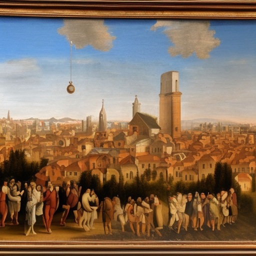 cityview of a renaissance town oil painting on canvas
