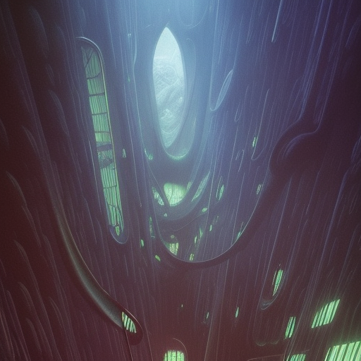 epic alien jungle by zdzisław beksinski, greg rutkowski inside a giant futuristic space by zaha hadid, inspired by the movie matrix