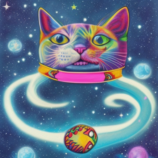 cosmic dragon cat with 80's hat