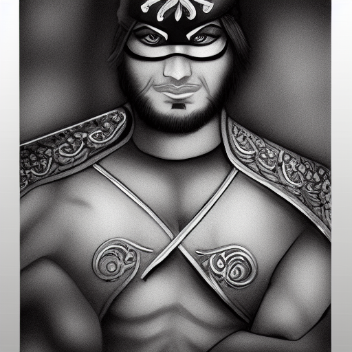 Persian hero black and white pencil illustration high quality