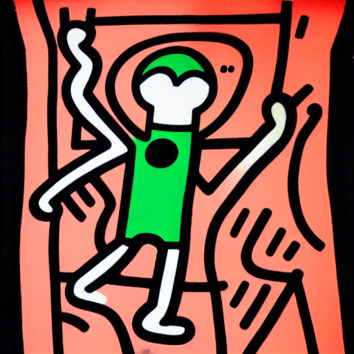 Alien dunking on mars by Keith haring 