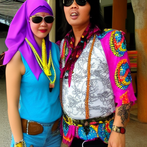 malaysian elvis and white hippie woman