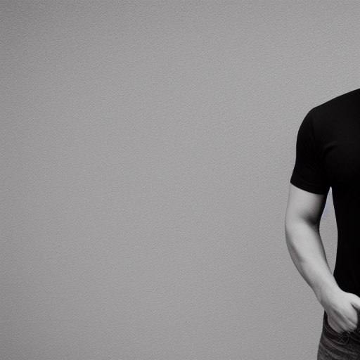 a man in a black t shirt posing as a model