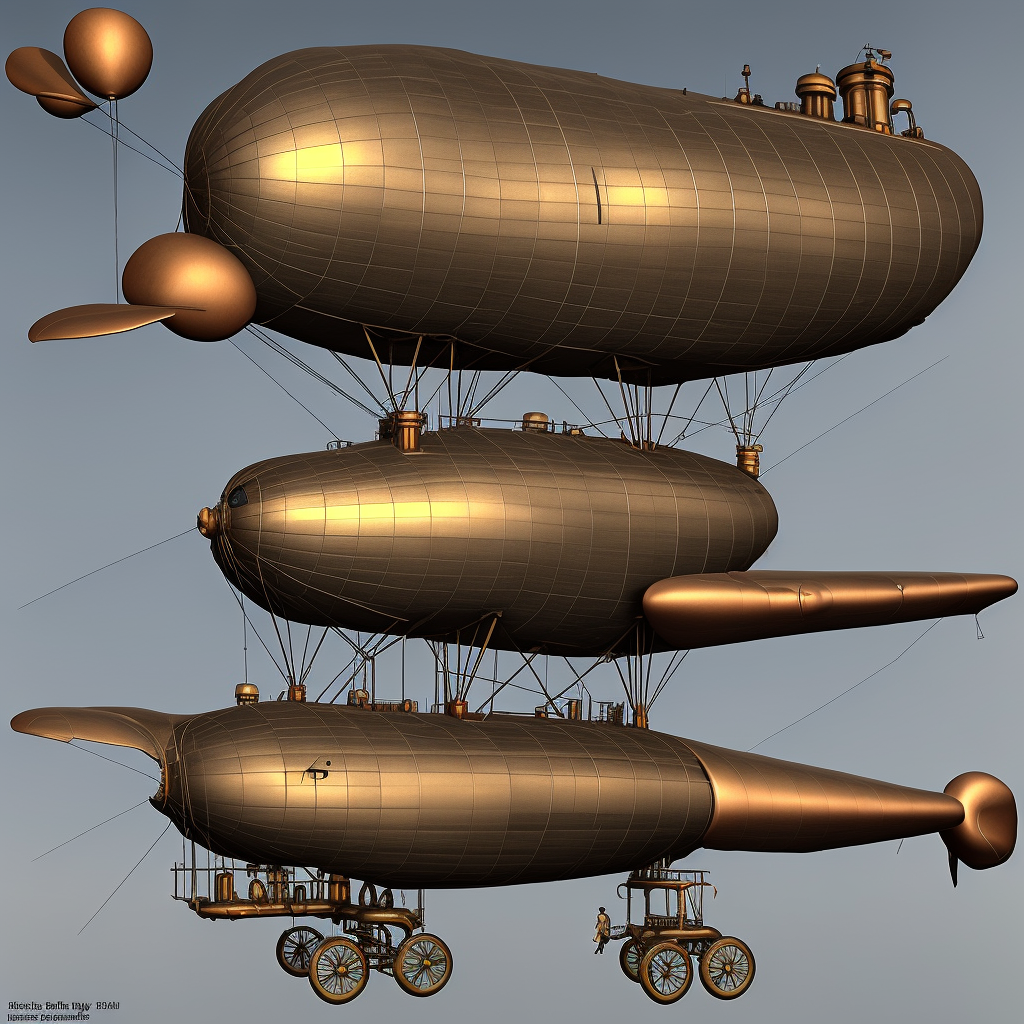 ultra-realistic, high detail,steampunk, steam powered, propeller, blimp