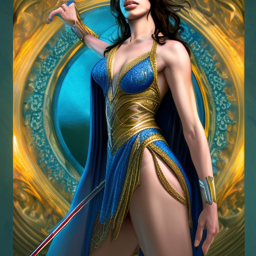 gal gadot as a sorceress, passionate, seductive, sweaty, intricate dressed in ornate blue robes and staff, lovely, intricate, highly detailed, digital painting, artstation, concept art, karma sutra, smooth, sharp focus, illustration, unreal engine 5, 8 k, art by artgerm and greg rutkowski and alphonse mucha