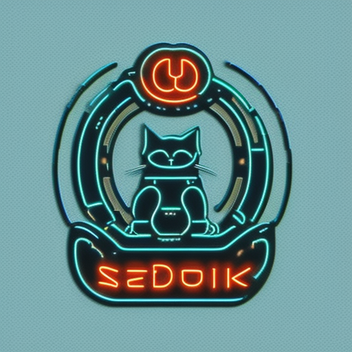 Cyberpunk cat, Studio Ghibli, Logo, brand, logo, neon lights, console