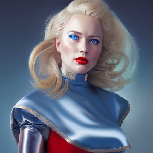 portrait of a confident and mature looking northern blond lady in shiny satin metalic hotew maid uniform, beautiful blue eyes and red lips, art by artgerm and greg rutkowski and magali villeneuve, highly detailed, digital painting, trending on artstation, concept art, sharp focus, illustration