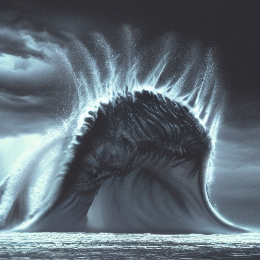 tsunami, creature, monster, big, dark