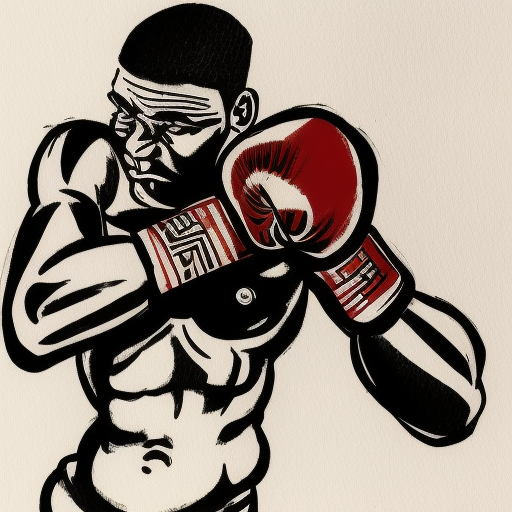 
boxer throwing a cross punch, full body, sideview, shodo, ink, Mariusz Szmerdt Art style, calligraphy