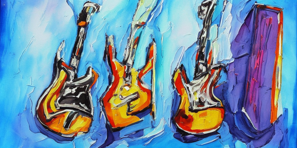 a painting of a Rocket-Guitar-Transformer