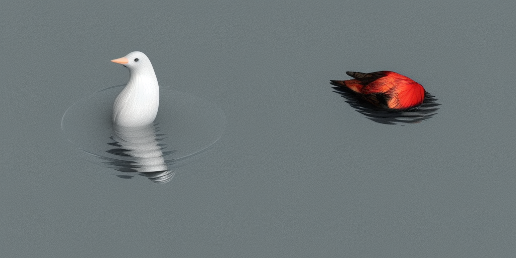 a 3d rendering of A bird suffocates in water