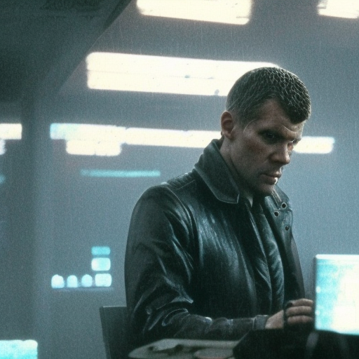 A computer terminal, in the style of the "Tears in the rains" scene of "Blade Runner"