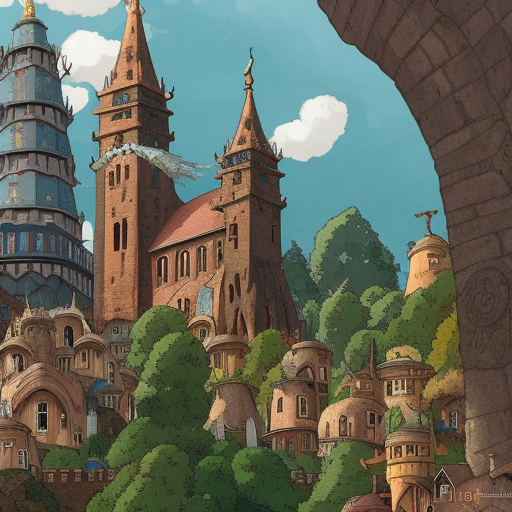 ancient medieval city in studio ghibli style, fantastical epic, highly detailed, 4 k hd